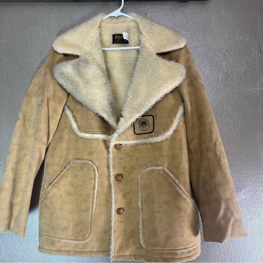 VINTAGE SWINGSTER SUEDE SHERPA LINED WINTER GARST SEEDS JACKET, MEDIUM - Picture 12 of 12